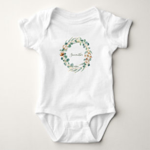 Elegant Floral Eucalyptus Greenery Baby Shower Bodysuit