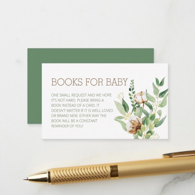 Elegant Floral Eucalyptus Greenery Books For Baby Enclosure Card (Creator Uploaded)