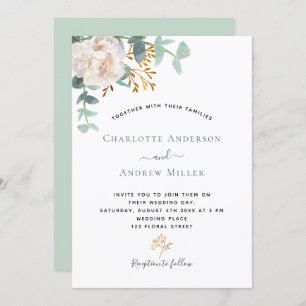 Elegant floral eucalyptus greenery modern wedding invitation