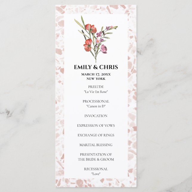 Elegant Floral Eucalyptus Wedding Ceremony Program (Front)