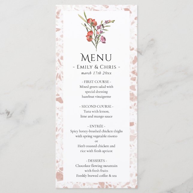 Elegant Floral Eucalyptus Wedding Menu (Front)