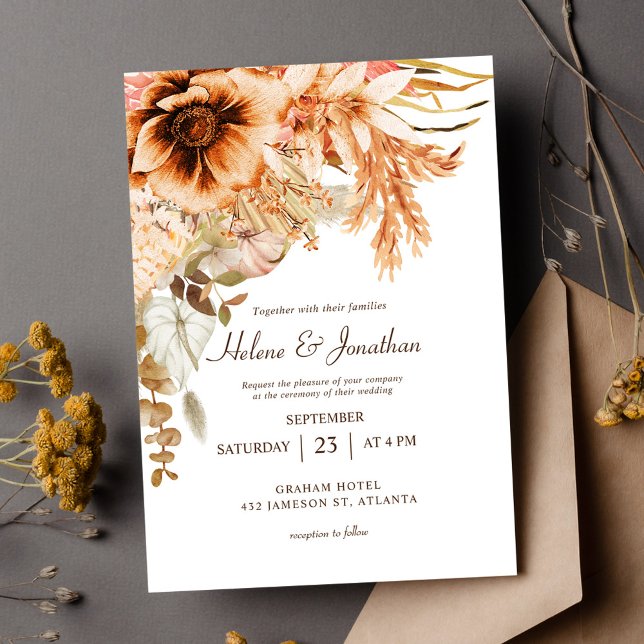 Elegant Floral Fall Terracotta Wedding Invitation (Elegant Floral Fall Terracotta Wedding Invitation)