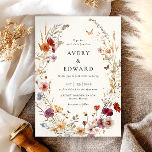 Elegant Floral Fall Wedding Boho  Invitation