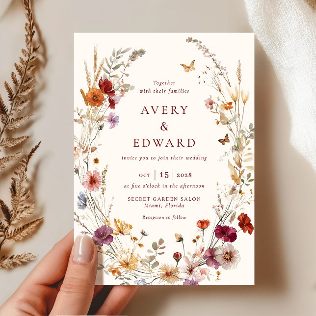 Elegant Floral Fall Wedding Rustic Boho  Invitation (Creator Uploaded)