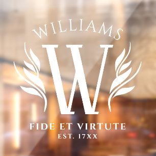 Elegant Floral Family Surname Monogram Motto