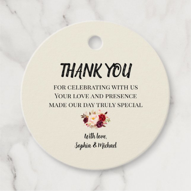 Elegant Floral Favour Tags (Front)