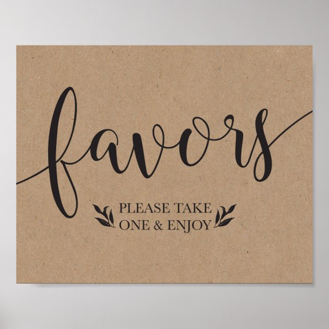 Elegant Floral Favours Wedding Decor Sign (Front)