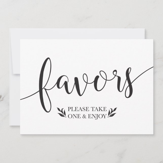 Elegant Floral Favours Wedding Decor Sign Invitation (Front)