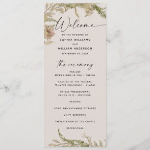 Elegant Floral & Fern Wedding   Botanical Garden Program