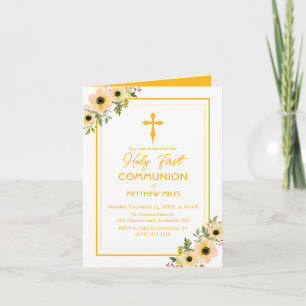 Elegant floral first catholic communion invitation