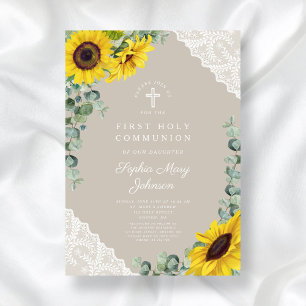 Elegant Floral First Communion Invitation