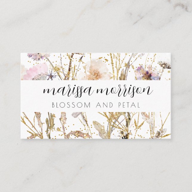 Elegant Floral Florist Square Business Card (Front)