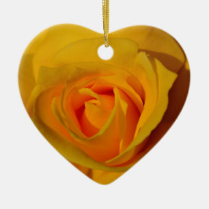 Elegant floral flower Yellow Rose Ceramic Ornament