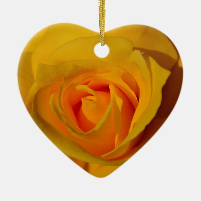 Elegant floral flower Yellow Rose Ceramic Ornament (Front)