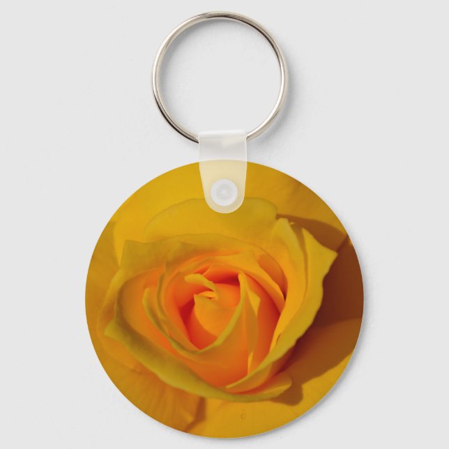 Elegant floral flower Yellow Rose Key Ring (Front)