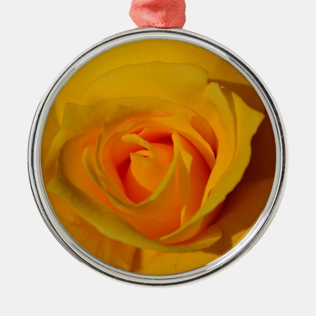 Elegant floral flower Yellow Rose Metal Ornament (Front)