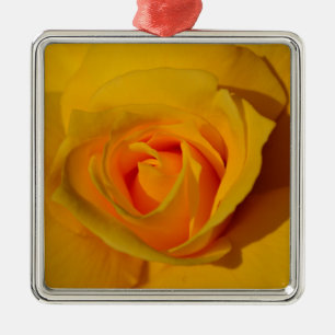 Elegant floral flower Yellow Rose Metal Ornament