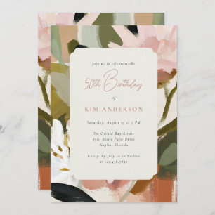 Elegant Floral Flowers Painting 50th Birthday Invitation