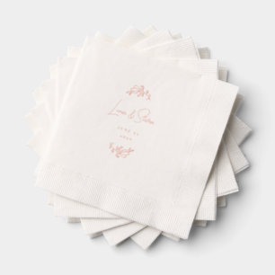 Elegant Floral Foil Wedding Personalised Rose Gold Napkins