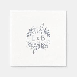 Elegant Floral Foliage Couple Monogram Wedding Napkin