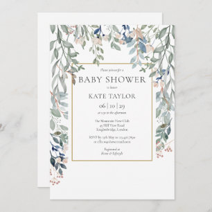 Elegant Floral Foliage Floral Baby Shower Invitation