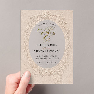 Elegant floral frame calligraphy wedding acrylic invitations