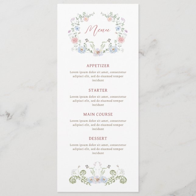Elegant Floral Frame Classic Menu (Front)