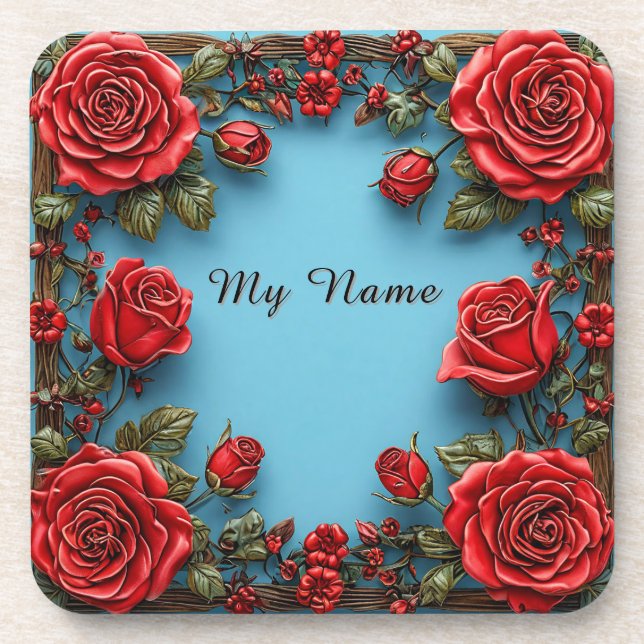 Elegant Floral Frame Coaster (Front)