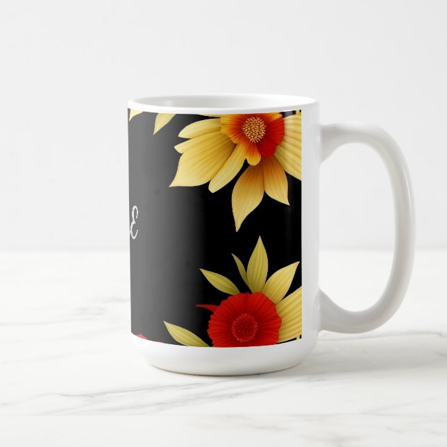 Elegant Floral Frame Coffee Mug (Right)
