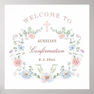 Elegant Floral Frame Confirmation Welcome Poster