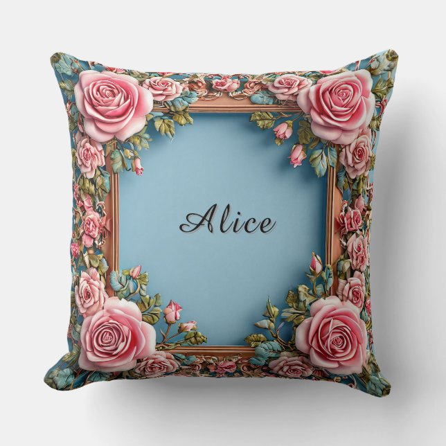 Elegant Floral Frame Cushion (Front)