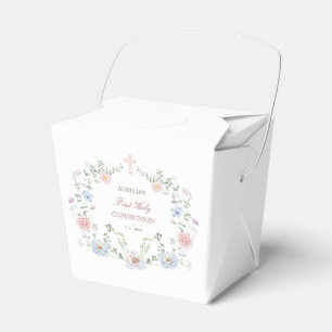 Elegant Floral Frame First Communion Take Out Favour Box