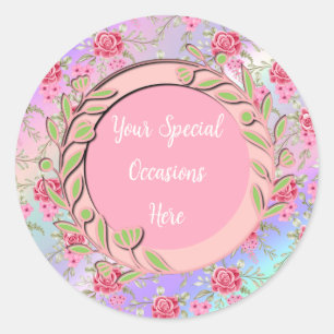 Elegant Floral Frame: for Every Occasion Classic Round Sticker