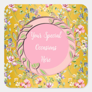 Elegant Floral Frame: for Every Occasion Square Sticker