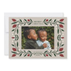 Elegant Floral Frame Horizontal Christmas Photo