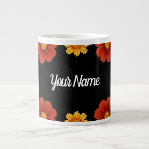 Elegant Floral Frame Large Coffee Mug