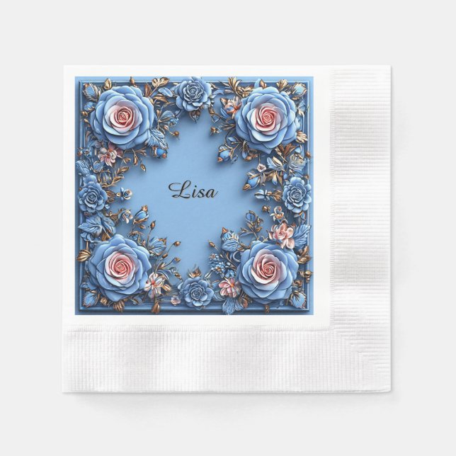 Elegant Floral Frame Napkin (Front)