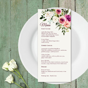 Elegant Floral Frame Pink Blush Purple Peach White Menu