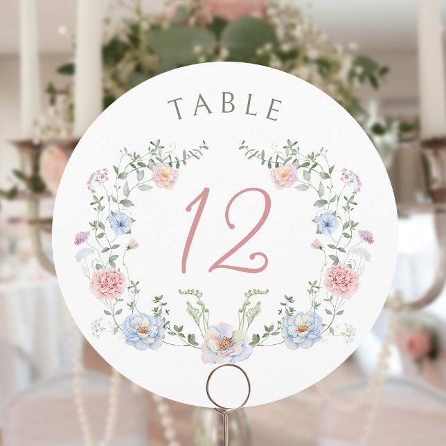 Elegant Floral Frame Round Table Number (Creator Uploaded)