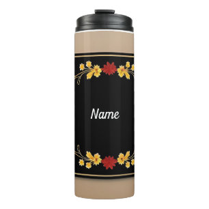 Elegant Floral Frame Thermal Tumbler