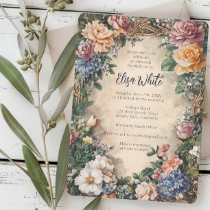 Elegant Floral Frame Vintage Bridal Shower CUSTOM Invitation