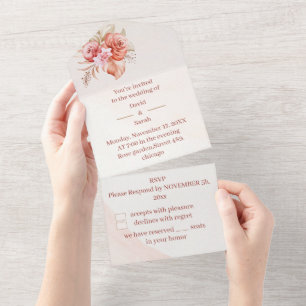 Elegant Floral Frame Wedding All In One Invitation