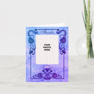 Elegant Floral Frame Wedding Photo  Thank You Card