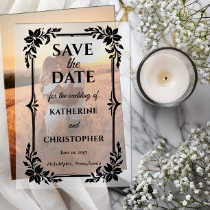 Elegant Floral Frame Wedding Save the Date Vellum Invitations