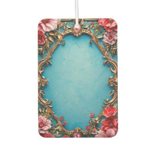 Elegant Floral Frame with Golden Design Car Air Freshener