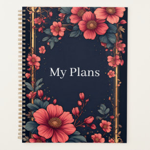 Elegant Floral Frame With Pink Flowers Planner