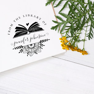 Elegant Floral From The Library Book Rubber Stamp