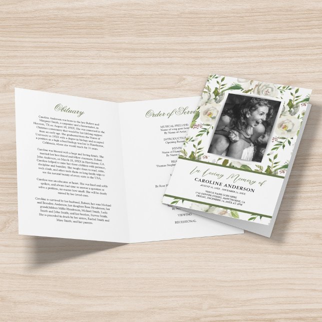 Elegant Floral Funeral Memorial Program (Creator Uploaded)