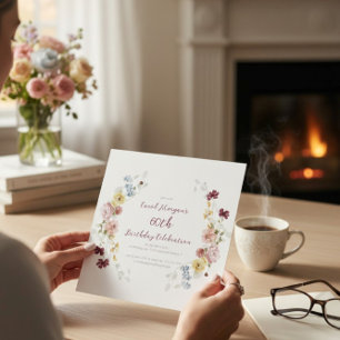 Elegant Floral Garden 60th Birthday Invitation