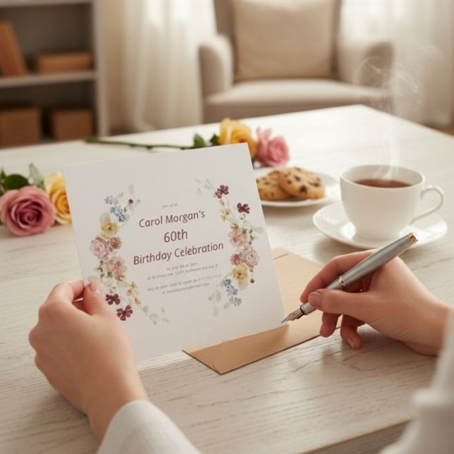 Elegant Floral Garden 60th Birthday Invitation (Creator Uploaded)